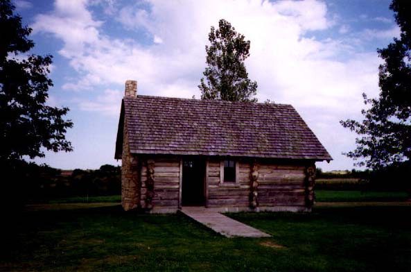 A replica of the log cabin where Laura Ingalls Wilder was born